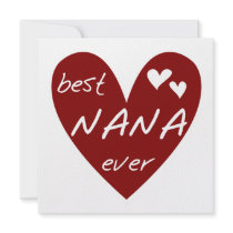 Red Heart Best Nana Ever T-shirts and Gifts Personalized Invitations