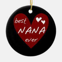 Red Heart Best Nana Ever T-shirts and Gifts Christmas Tree Ornaments