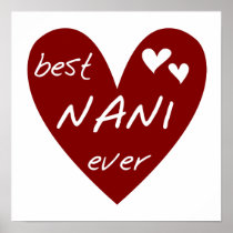 Red Heart Best Nani Ever T-shirts and GIfts Posters