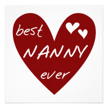 Red Heart Best Nanny Ever T-shirts and Gifts Announcement