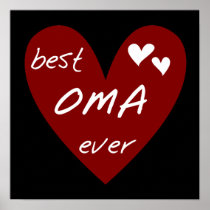 Red Heart Best Oma Ever T-shirts and Gifts Poster