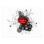 Red Heart Black Swirls Save The Date Postcards