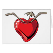Red Heart Cocktail Drink Love Hearts Card
