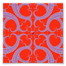 Red Heart Fractal Pattern Photo Print