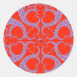 Red Heart Fractal Pattern Stickers