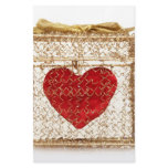 Red heart in a golden gift box custom stationery