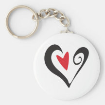Red Heart in Black Heart Key Chain