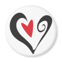 Red Heart in Black Heart magnets
