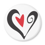 Red Heart in Black Heart magnets
