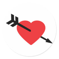 Red Heart Love Amor Arrow Stickers