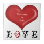 Red heart love message valentine tile