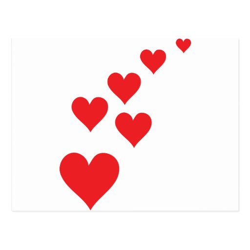 Red Heart Love Rain - Valentine�s Day Postcard