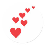 Red Heart Love Rain - Valentine�s Day Round Sticker
