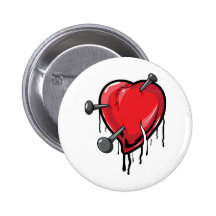 Red Heart Nails Love Hearts Button