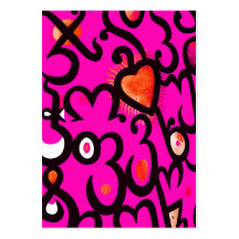 Red Heart Pattern in Pink Business Cards