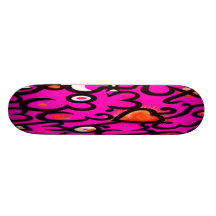 Red Heart Pattern in Pink Skate Deck