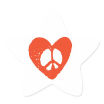Red Heart Peace Sign Star Sticker