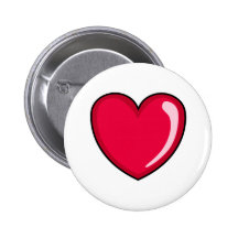 Red Heart Pinback Buttons