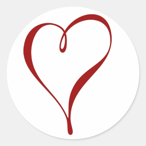 Red Heart Round Stickers