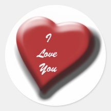 Red heart round stickers
