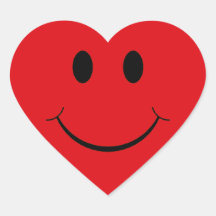 Red Heart Smiley Face Stickers
