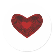 red heart round stickers