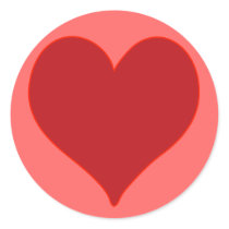 Red Heart Round Sticker