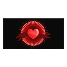 Red heart symbol photo card