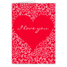 Red heart with flowers Greeting Card