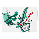 Red Hearts and a Little Bird Greeting Cards