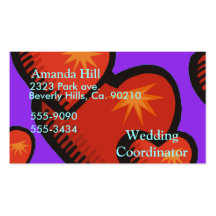 Red Hearts Bursting With Love On Purple Business Cards