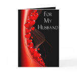Red Hearts on Black Husband Valentine Card