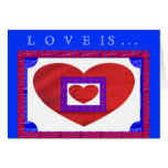 Red Hearts on White and Blue w Lattice Cards