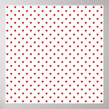 Red Hearts Pattern on a White Background. Print
