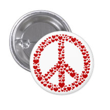 Red Hearts Peace Sign Button