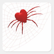 Red Hearts Spider Stickers