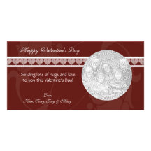 Red Hearts Valentine Photo Cards
