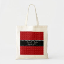 Red hearts wedding favors canvas bag