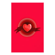 Red Hearts with Rays Customized Stationery