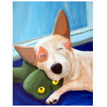 Red Heeler Cuddling Frog Painting t-shirts