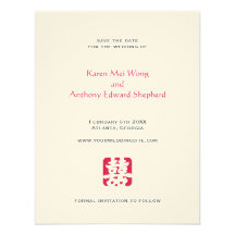 Red hei Asian wedding save the date announcement