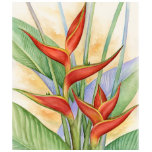 Red Heliconia Tropical Flowers Painting - Multi t-shirts