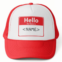 Red Hello My Name is , <NAME> Mesh Hat