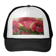 RED HIBISCOS TRUCKER HAT