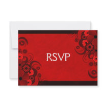 Red Hibiscus Elegant Custom RSVP Response Cards Invites