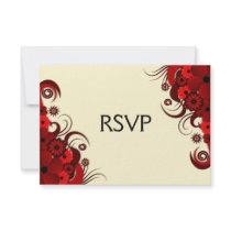 Red Hibiscus Elegant Custom RSVP Response Cards Announcements