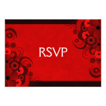 Red Hibiscus Elegant Custom RSVP Response Cards Invites
