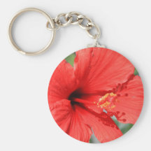Red Hibiscus Flower Keychain