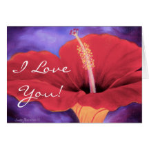 Red Hibiscus I Love You Valentine Card Art