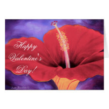 Red Hibiscus I Love You Valentine ... - Customized Cards